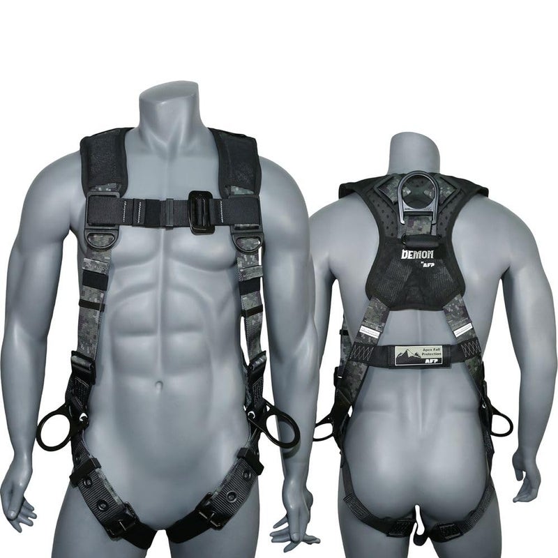 afp Digital Camouflage Universal Fall Protection Ergonomic Comfort Safety Harness, Soft Pressure-Relieving Perforated Breathable Padded Foam Shoulder, 3 D-Rings, Tongue Buckle, Mating Buckle - Image 1